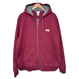 L.L. Bean Katahdin IronWorks Hooded Sweatshirt XL Fleece-lined Full Zip Burgundy